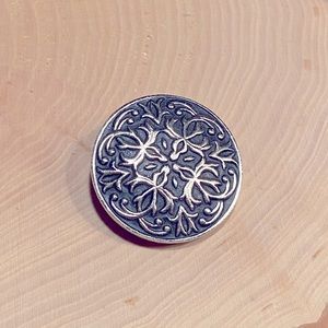 Vintage Silver Art Deco Floral Scarf Pin / Clip